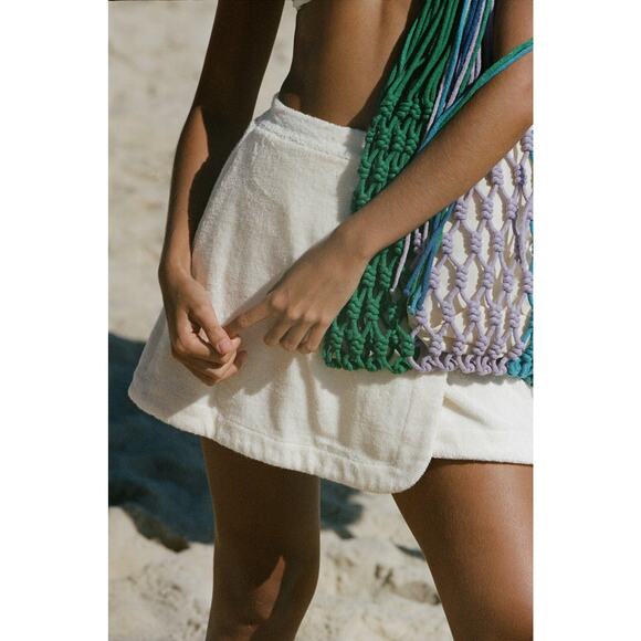 Terry Dolce Wrap Skirt XS- Giallo Terry Cloth Mini Beachy